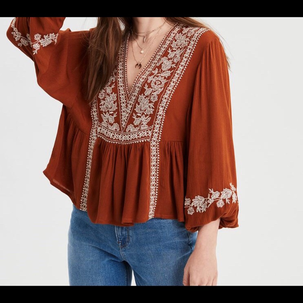 Embroidered long sleeve top from American Eagle